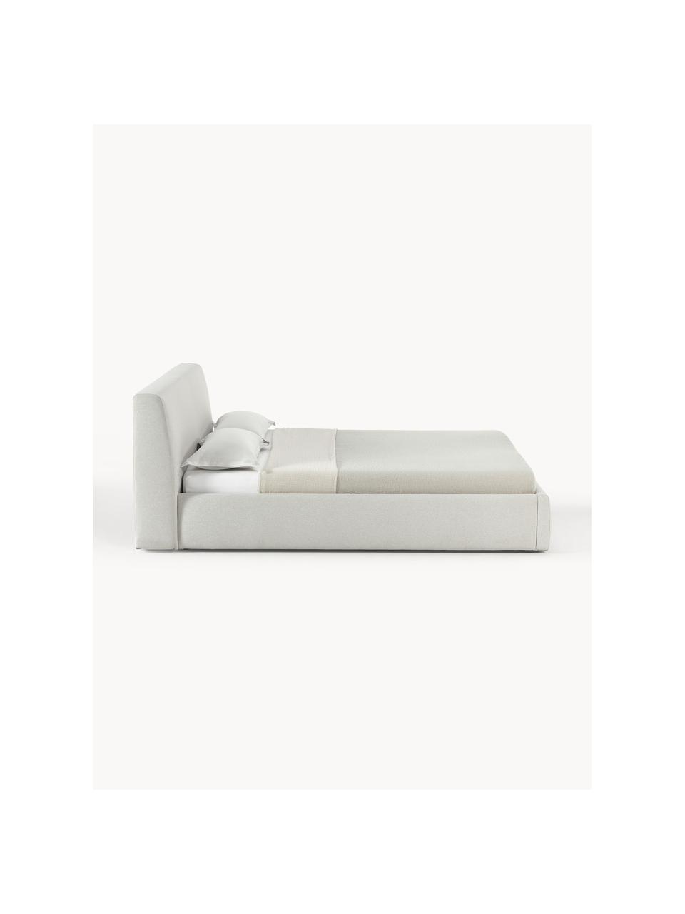 Letto imbottito con contenitore Cloud, Rivestimento: tessuto finemente struttu, Tessuto beige chiaro, Larg. 140 x Lung. 200 cm