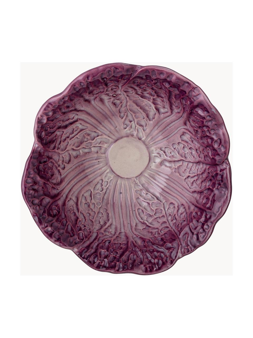 Ručne maľovaná miska v tvare šalátu Mimosa, Kamenina, Lomená biela, fialová, Ø 13 x V 6 cm, 200 ml