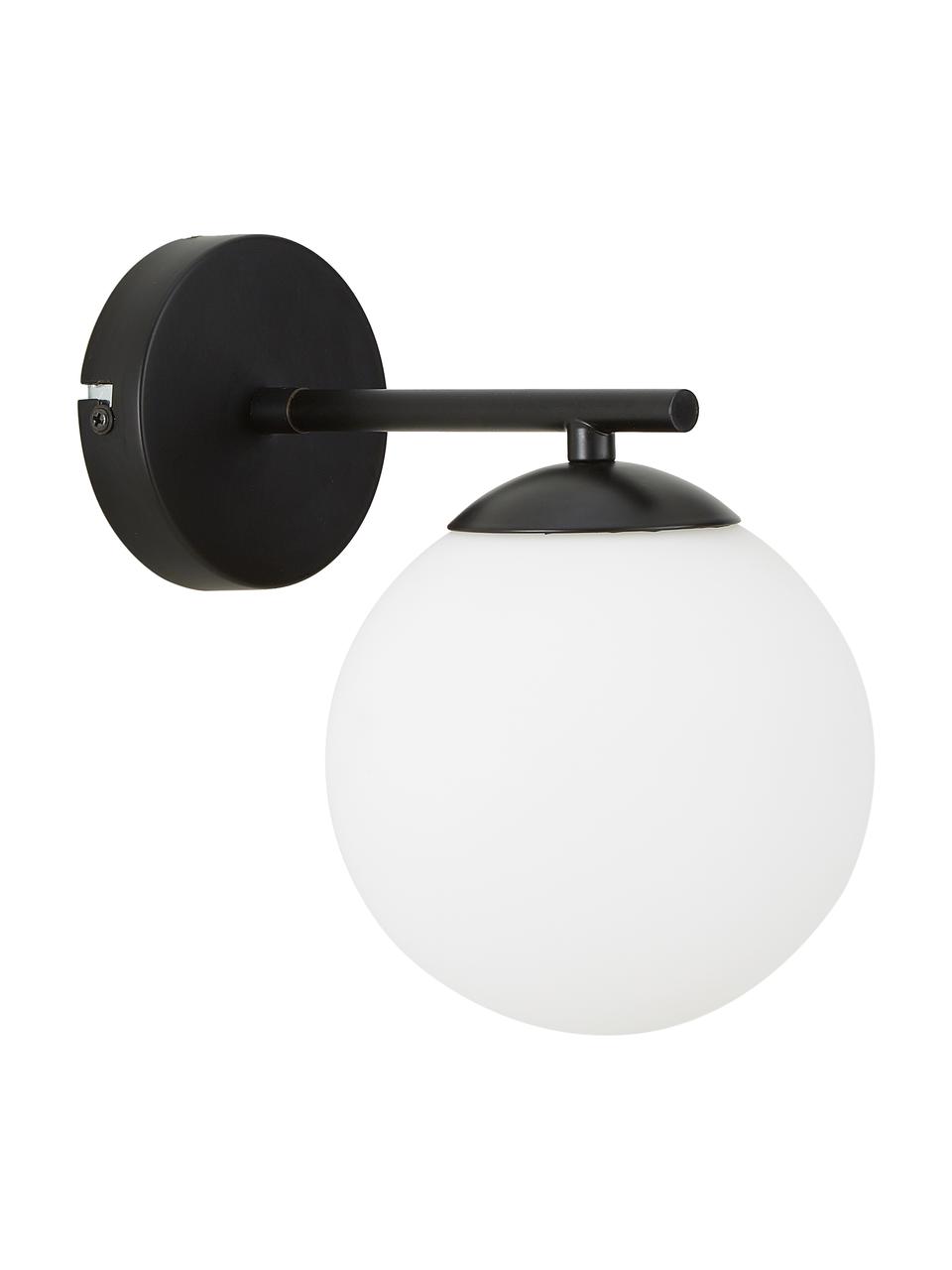 Nástěnné svítidlo z opálového skla Atlanta, Bílá, černá, H 23 cm, V 22 cm