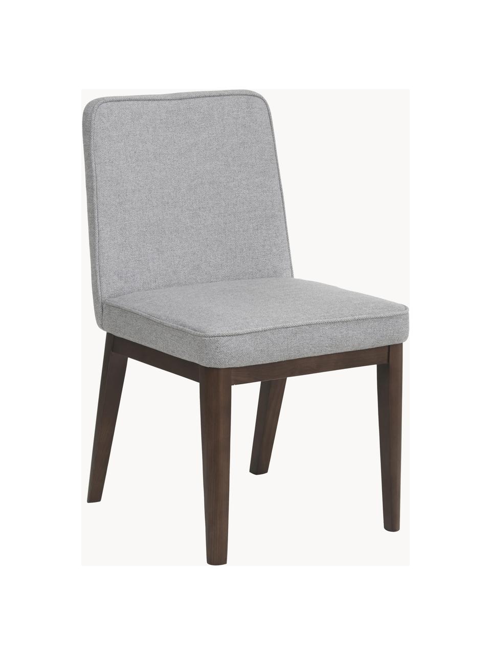Silla tapizada Koga, Tapizado: 100% poliéster Alta resis, Patas: madera de fresno, Estructura: metal, Tejido gris, madera de fresno oscura, An 47 x Al 86 cm