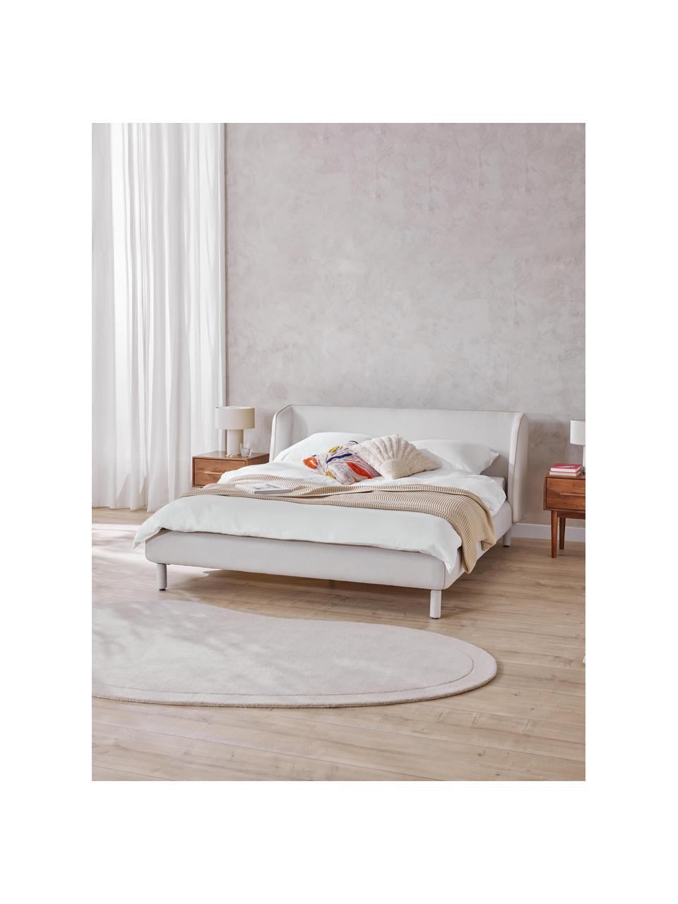 Gestoffeerd bed Luma met hoofdeinde, Bekleding: 100% polyester Met 40.000, Frame: multiplex, Poten: metaal, polyester Dit pro, Geweven stof lichtbeige, B 140 x L 200 cm