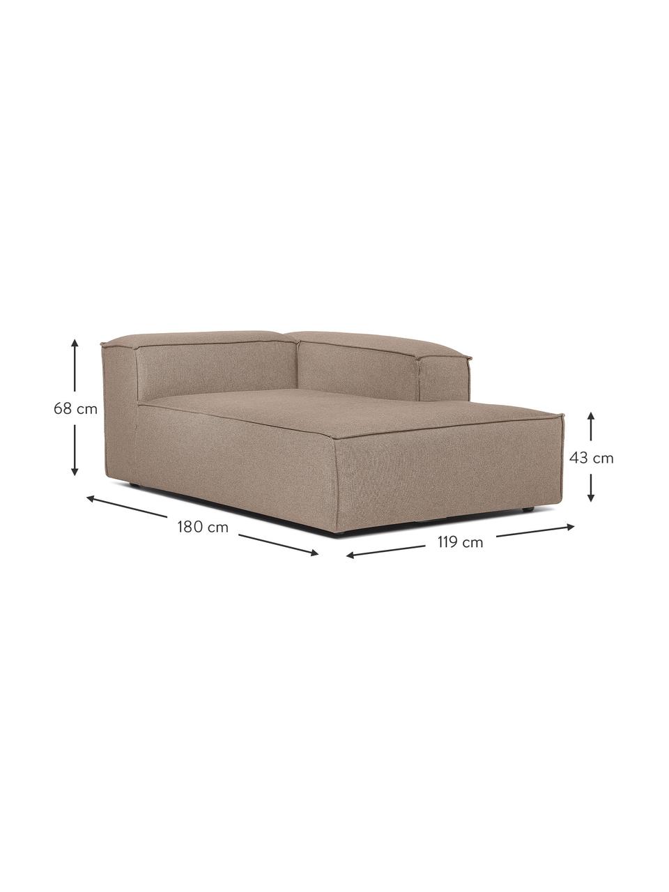 Szezlong modułowy Lennon, Tapicerka: 100% poliester Dzięki tka, Stelaż: lite drewno, sklejka, Nogi: tworzywo sztuczne, Brązowa tkanina, S 119 x G 180 cm, prawostronna