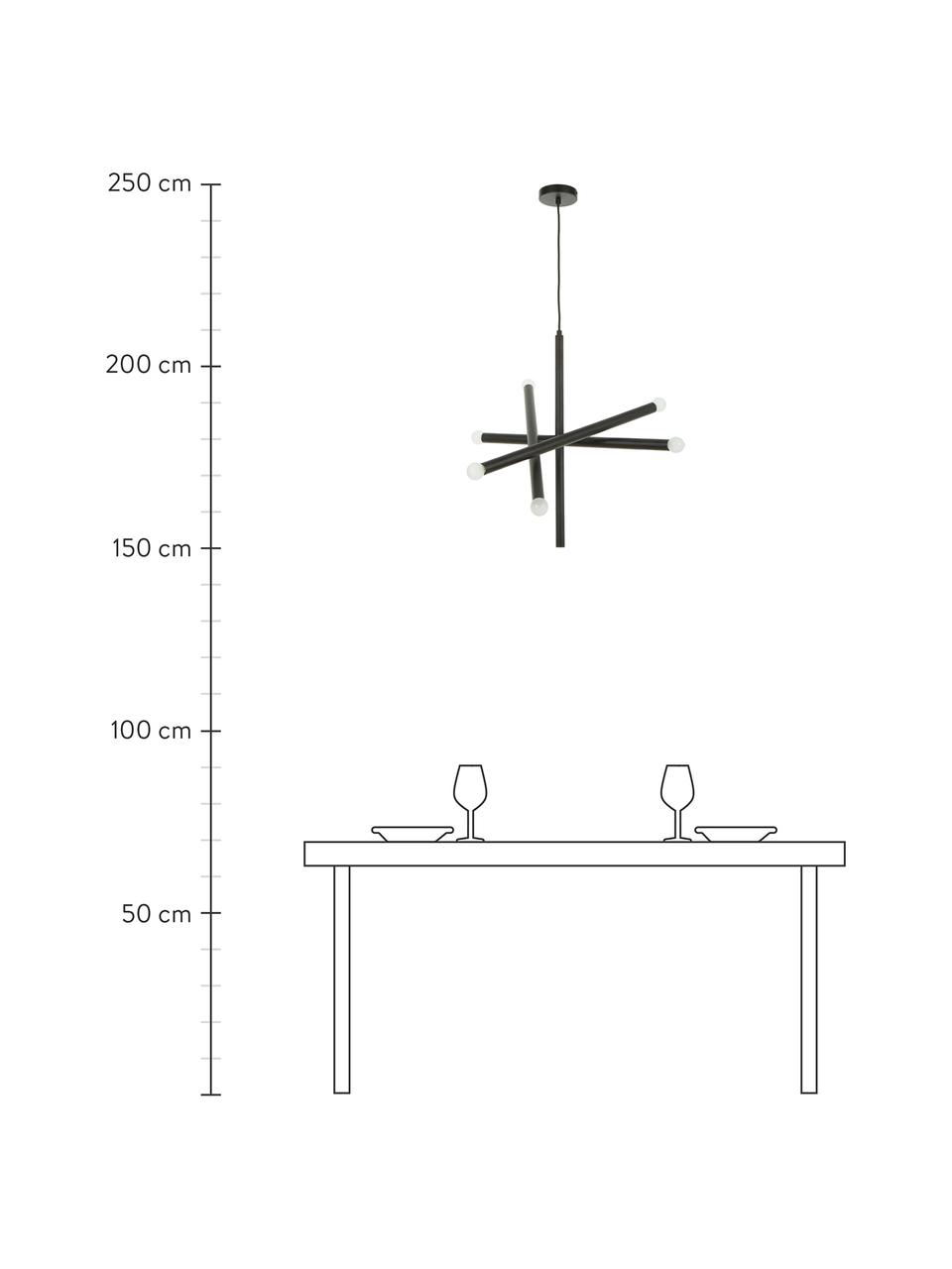 Design hanglamp Sticks, Baldakijn: gepoedercoat metaal, Zwart, B 60 cm