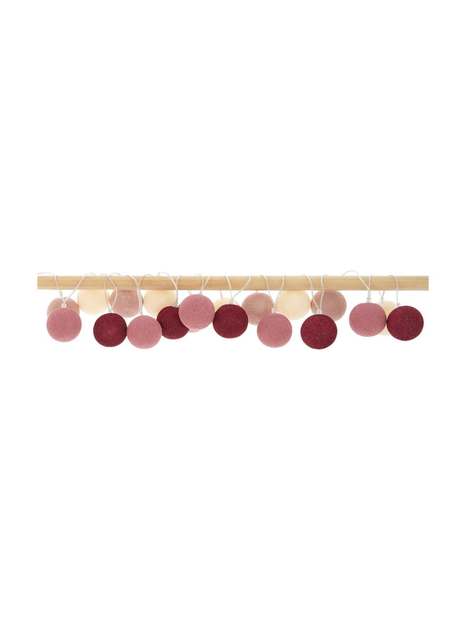 Ghirlanda a LED Colorain, 378 cm, 20 lampioni, Lanterne: poliestere, certificate W, Bianco crema, rosa, rosso, Lunghezza 378 cm