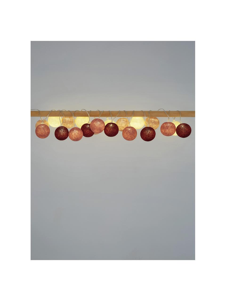 LED-Lichterkette Colorain, 378 cm, Lampions: Polyester, WFTO-zertifizi, Cremeweiss, Rosatöne, Rot, L 378 cm