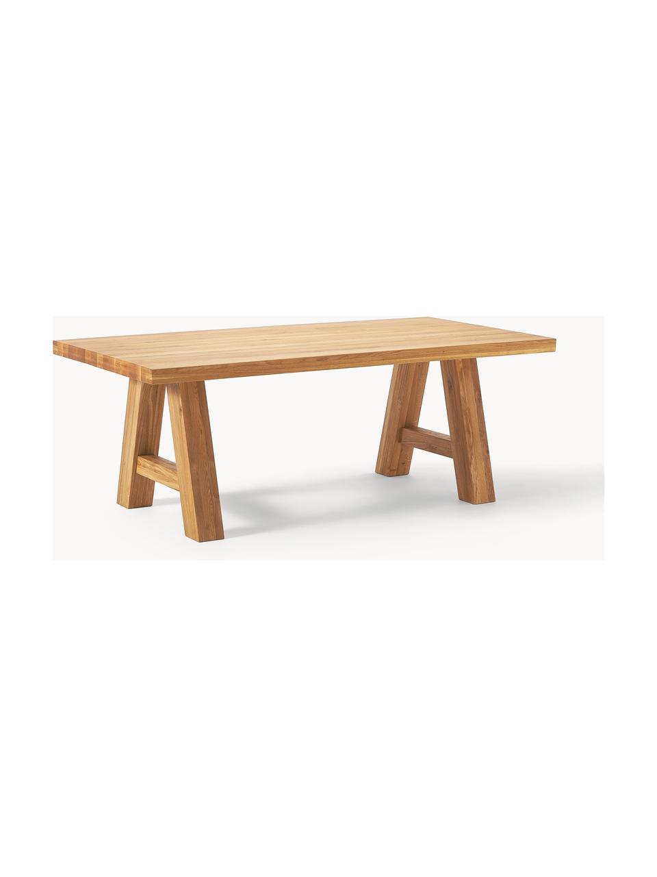 Eettafel Ashton van eikenhout, in verschillende formaten, Massief eikenhout, geolied
100% hout uit duurzame bosbouw

Dit product is gemaakt van duurzaam geproduceerd, FSC®-gecertificeerd hout., Eikenhout, geolied, B 200 x D 100 cm