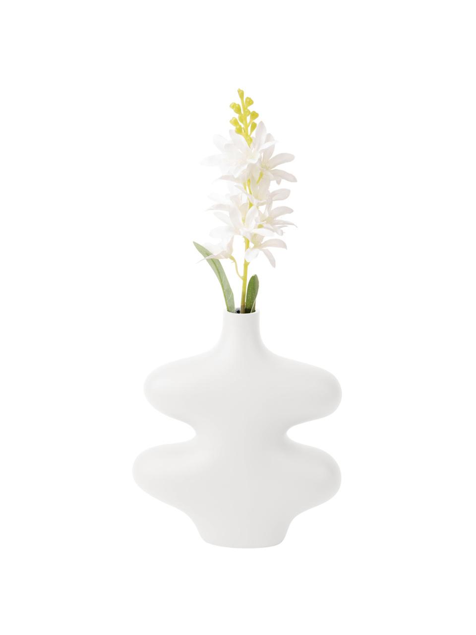 Vase Organic Curves in organischer Form, Polyresin, Weiß, B 18 x H 21 cm