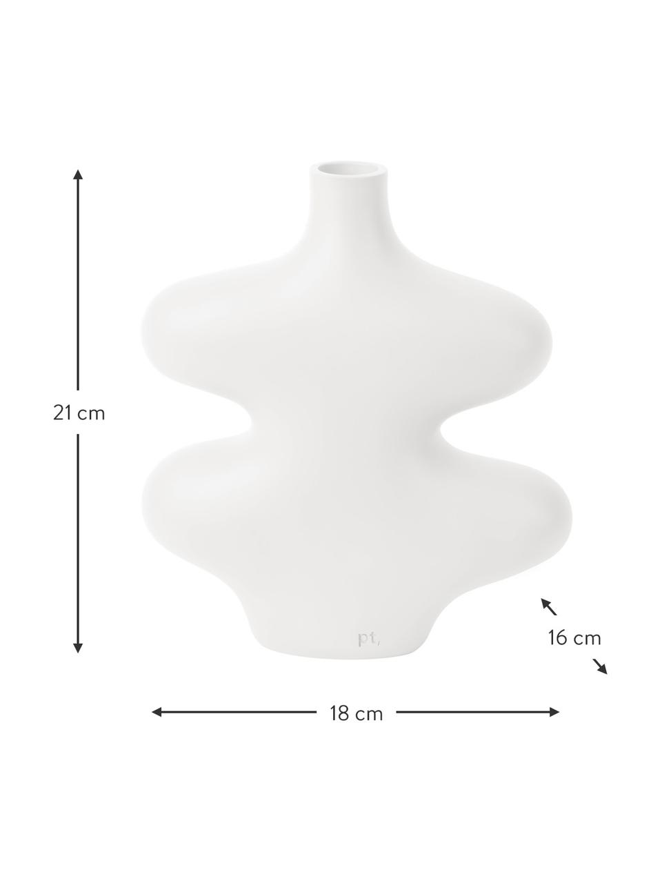 Vase Organic Curves in organischer Form, Polyresin, Weiß, B 18 x H 21 cm