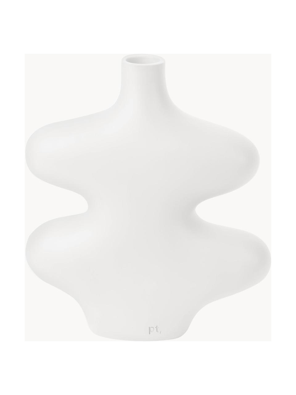 Vase Organic Curves in organischer Form, H 21 cm, Polyresin, Weiß, B 18 x H 21 cm