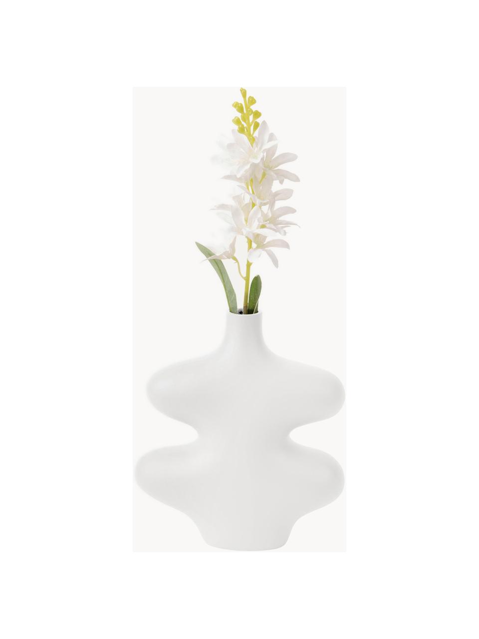 Vase design Organic Curves, haut. 21 cm, Polyrésine, Blanc, larg. 18 x haut. 21 cm