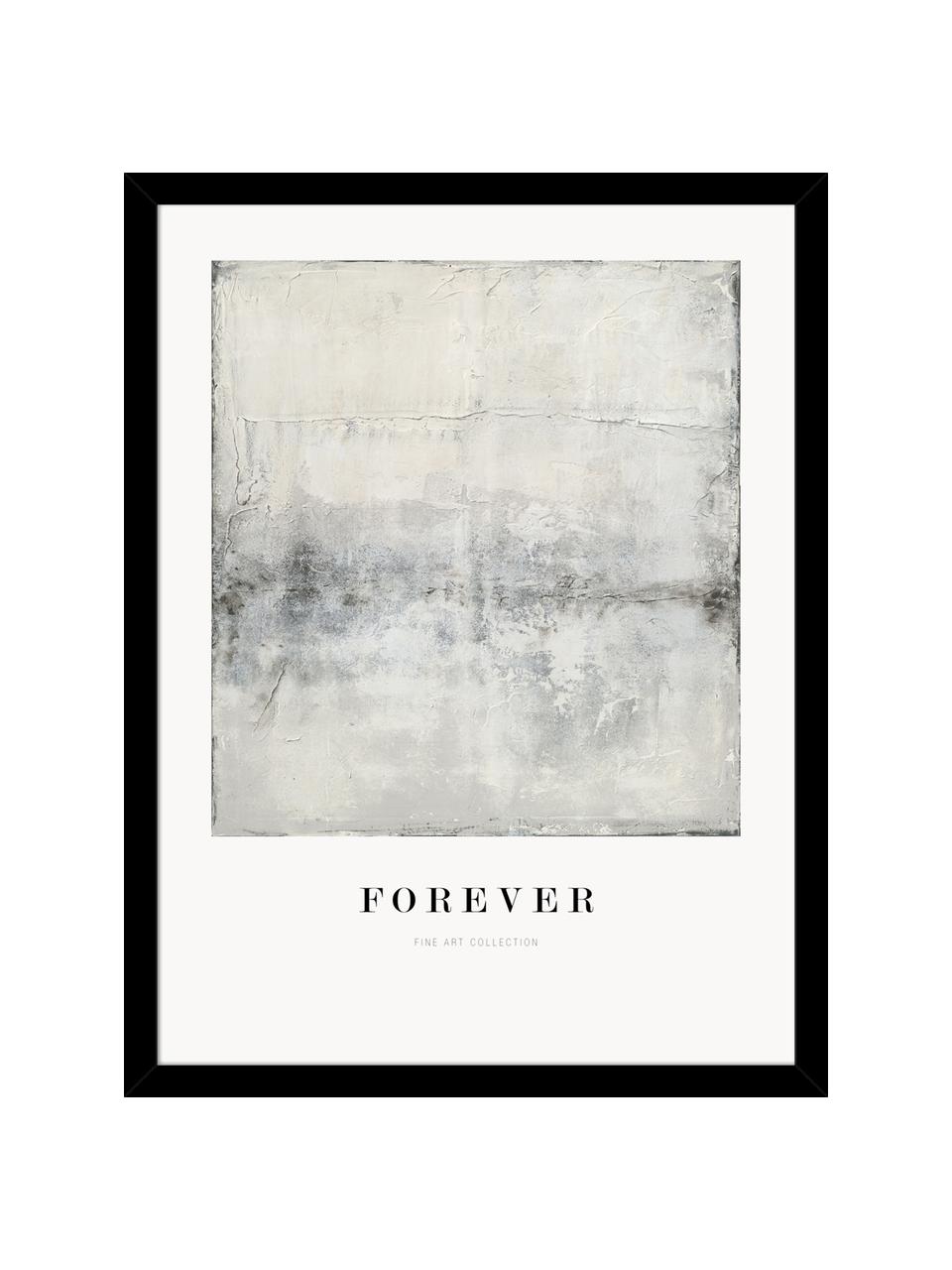 Gerahmter Digitaldruck Forever, Bild: Hartgepresster Karton, Rahmen: Eichenholz, Weiss, Schwarz, Grautöne, B 30 x H 40 cm