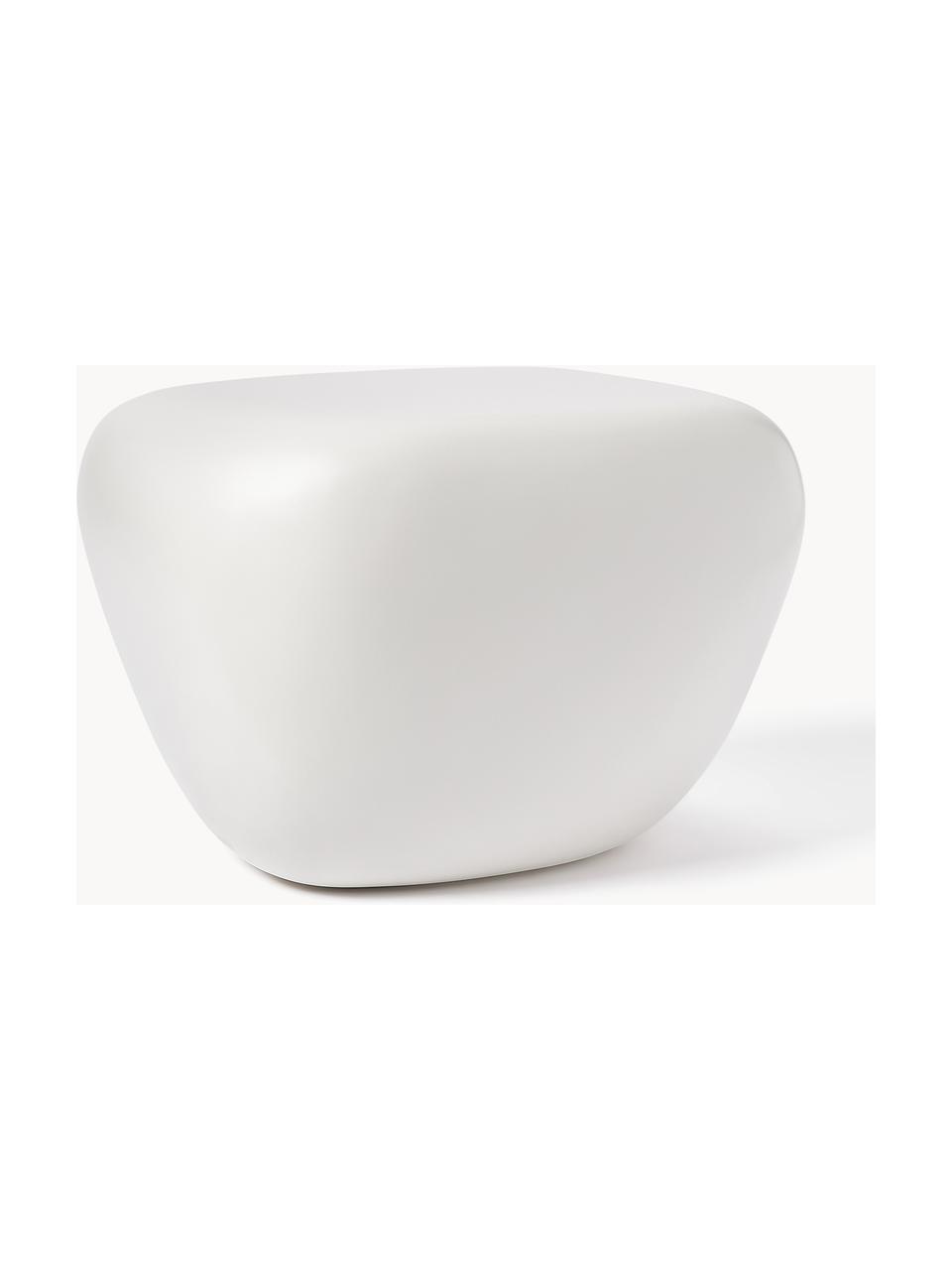 Tavolino dalla forma organica Pietra, Plastica in fibra di vetro laccata, Bianco opaco, Larg. 44 x Alt. 38 cm