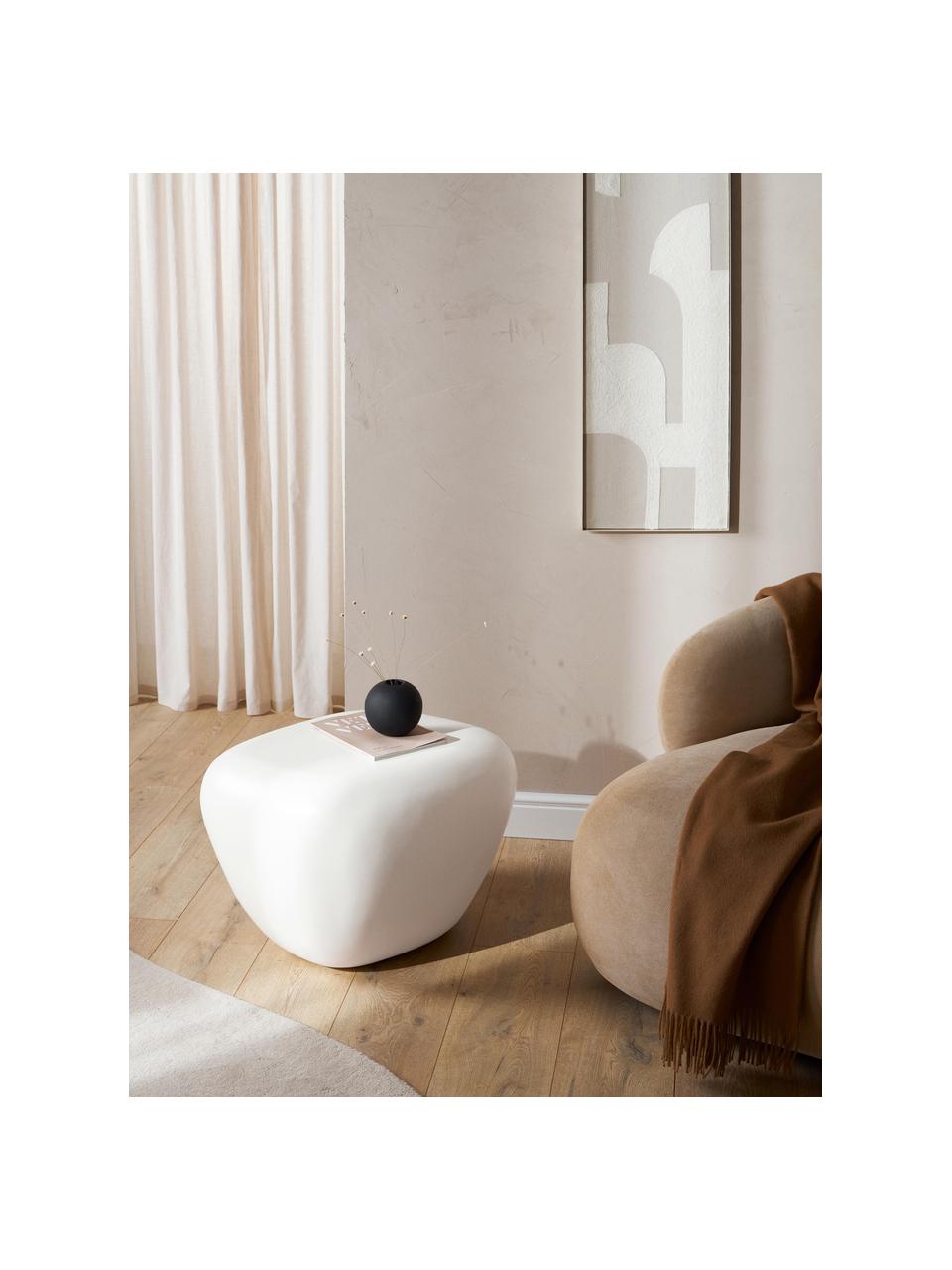 Tavolino in forma organica Pietra, Plastica in fibra di vetro laccata, Bianco opaco, Larg. 44 x Alt. 38 cm