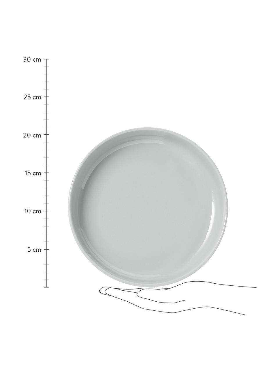 Porzellan Suppenteller Nessa, 4 Stück, Hochwertiges Hartporzellan, Hellgrau, Ø 21 x H 4 cm