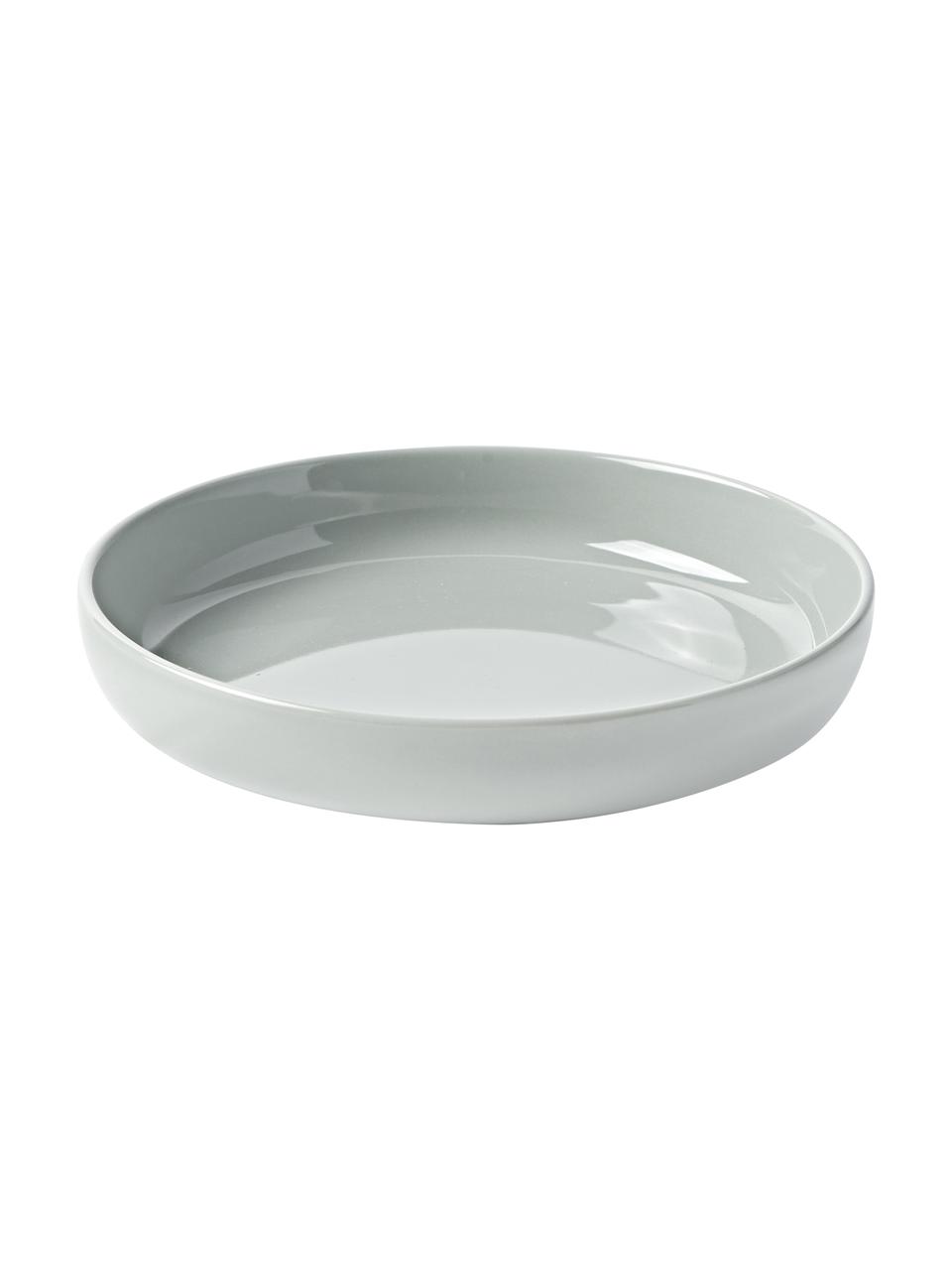 Assiettes creuses en porcelaine Nessa, 4 pièces, Porcelaine dure de haute qualité, Gris clair, Ø 21 cm