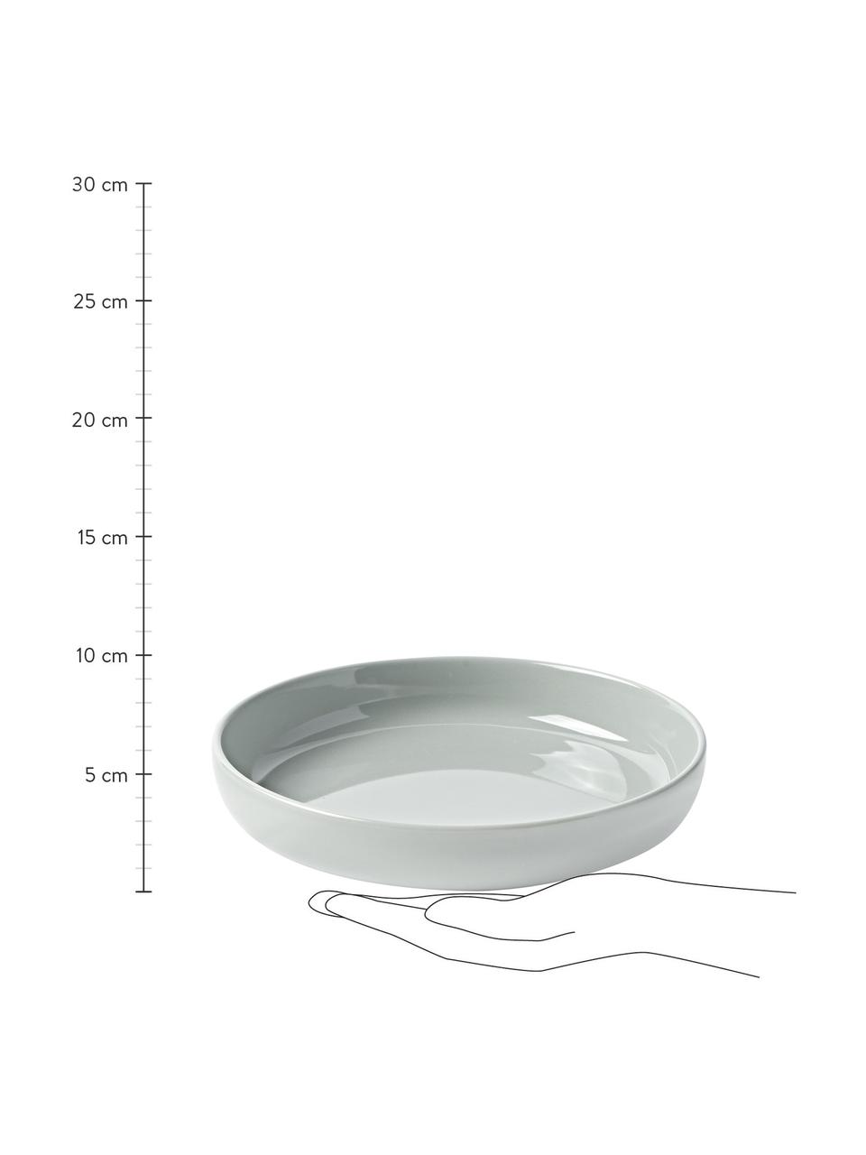 Assiettes creuses en porcelaine Nessa, 4 pièces, Porcelaine dure de haute qualité, Gris clair, Ø 21 cm