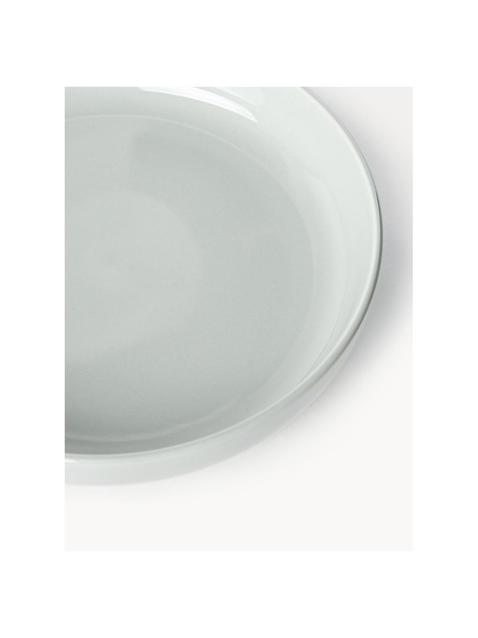 Platos hondos de porcelana Nessa, 4 uds., Porcelana dura de alta calidad, esmaltada, Gris claro brillante, Ø 21 cm