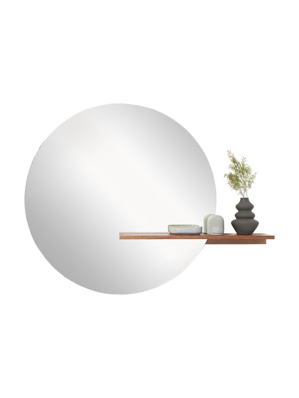 Großer Wandspiegel Sandro mit Ablage aus Holz, Ablage: Mangoholz, Mitteldichte H, Spiegelfläche: Spiegelglas, Mangoholz, B 140 x H 110 cm