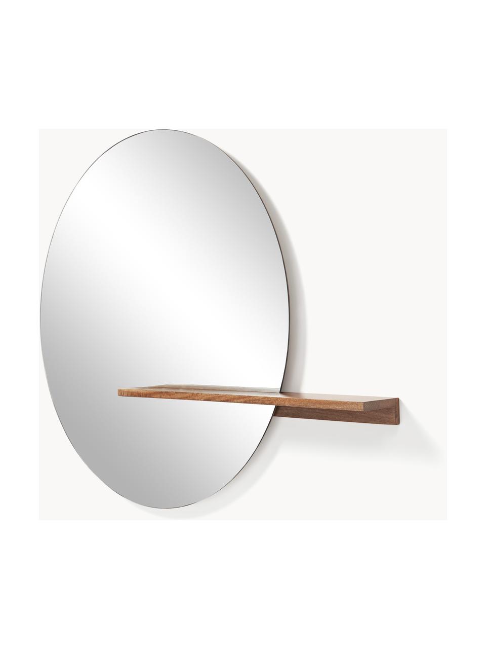 Velké nástěnné zrcadlo s dřevěnou policí Sandro, Mangové dřevo, Š 140 cm, V 110 cm