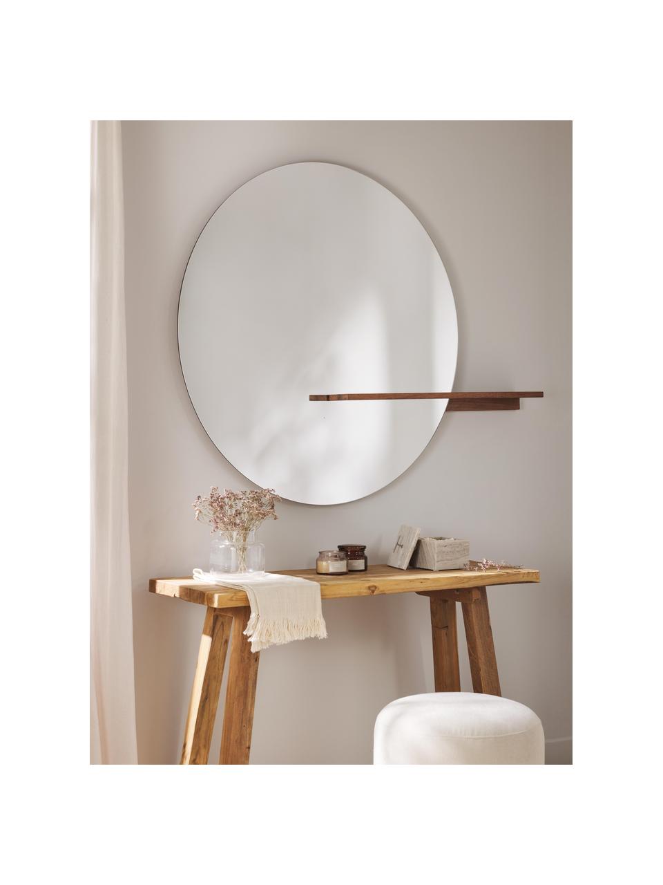 Espejo de pared grande Sandro, Estante: madera de mango, tablero , Espejo: cristal, Madera de mango, An 140 x Al 110 cm