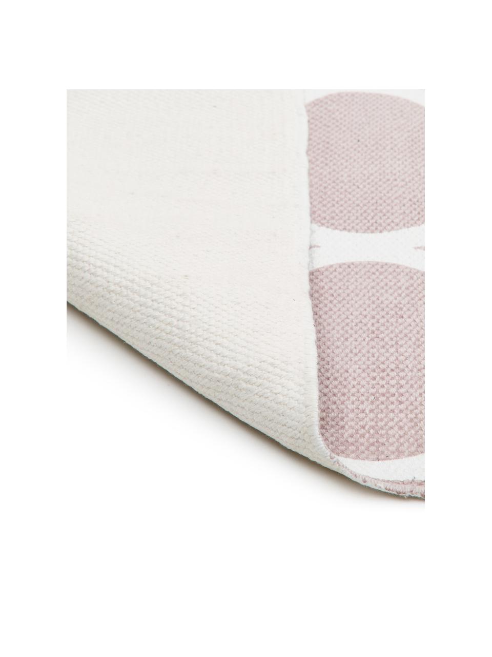 Ručne tkaný tenký bavlnený koberec Amira, 100 %  bavlna, Bledoružová, krémovobiela, Š 160 x D 230 cm (veľkosť M)