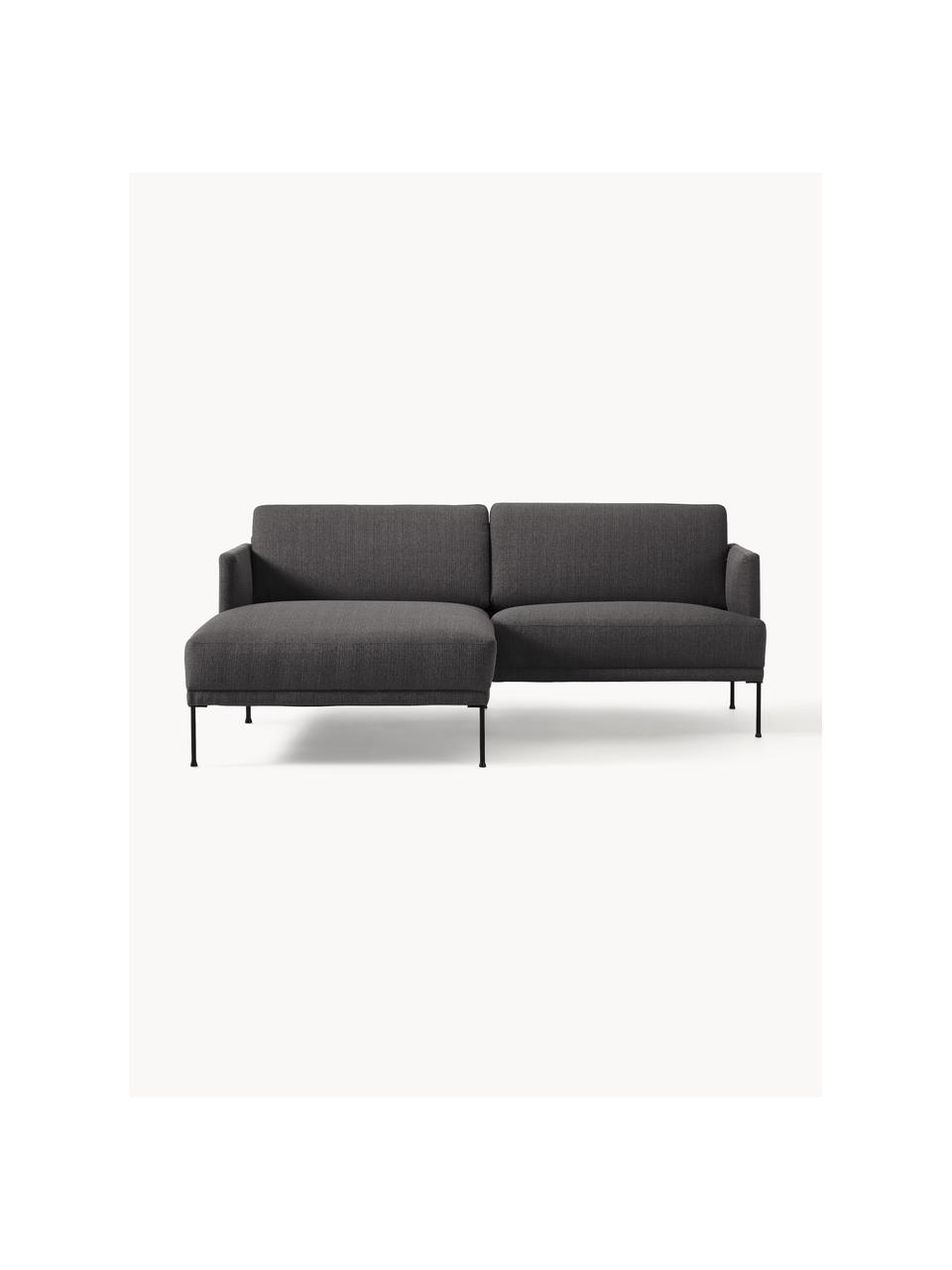 Kleines Ecksofa Fluente, Bezug: 100 % Polyester Der strap, Gestell: Massives Kiefernholz, Bir, Webstoff Anthrazit, B 198 x T 152 cm, Eckteil links