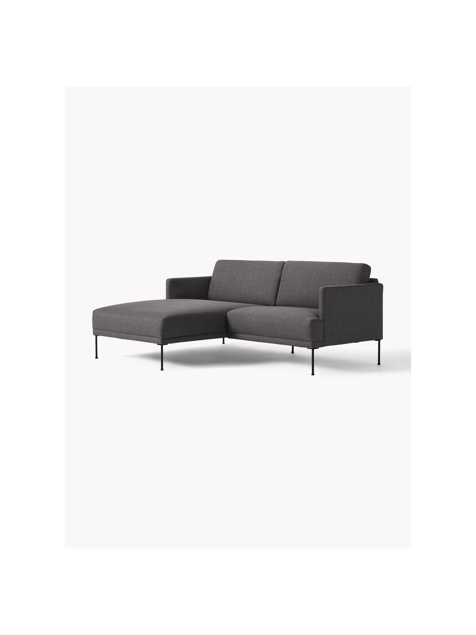 Kleines Ecksofa Fluente, Bezug: 100 % Polyester Der strap, Gestell: Massives Kiefernholz, Bir, Webstoff Anthrazit, B 198 x T 152 cm, Eckteil links