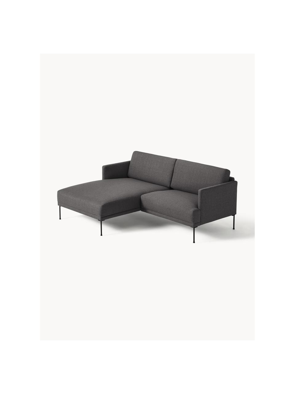 Kleines Ecksofa Fluente, Bezug: 100 % Polyester Der strap, Gestell: Massives Kiefernholz, Bir, Webstoff Anthrazit, B 198 x T 152 cm, Eckteil links