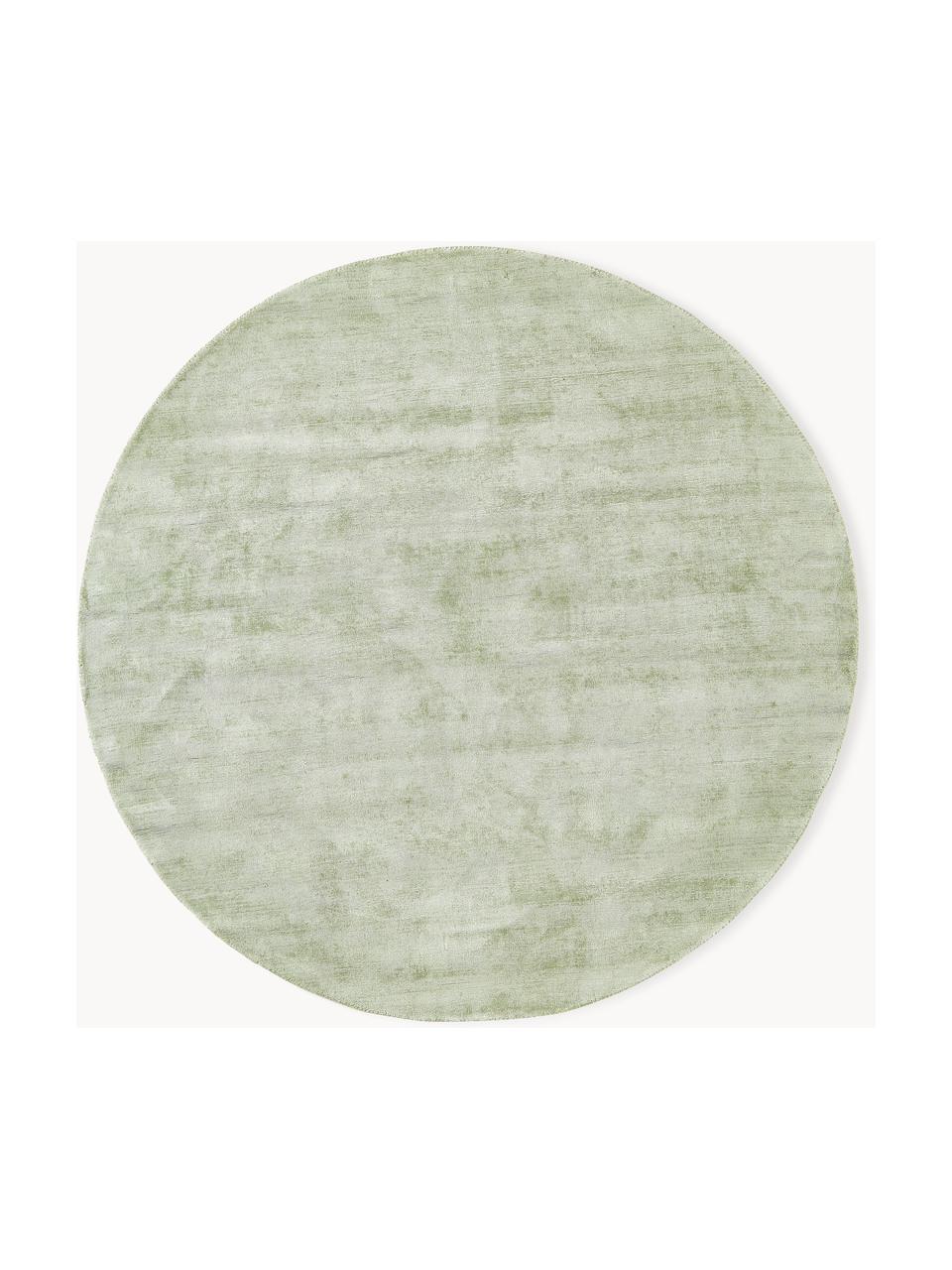 Ručne tkaný koberec z viskózy Jane, Šalviovozelená, Ø 150 cm (veľkosť M)