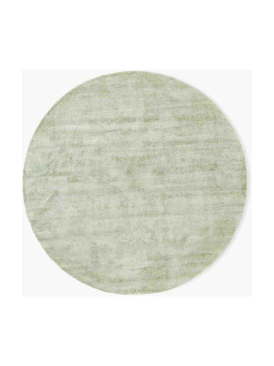 Tapis rond en viscose tissé main Jane, Vert sauge, Ø 150 cm (taille M)