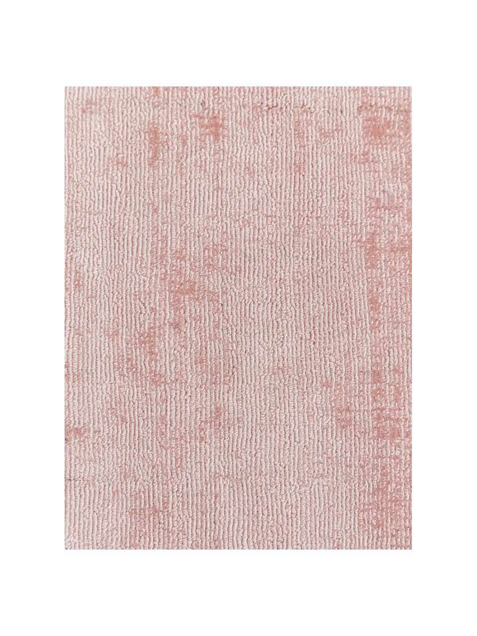Handgeweven viscose vloerkleed Jane in roze, Bovenzijde: 100% viscose, Onderzijde: 100% katoen, Roze, B 80 x L 150 cm (maat XS)