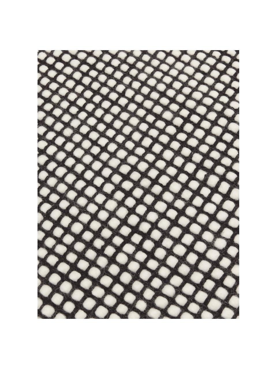 Alfombra artesanal de lana Amaro, Parte superior: 100% lana con certificado, Reverso: 100% algodón con certific, Negro, blanco crema, An 160 x L 230 cm (Tamaño M)