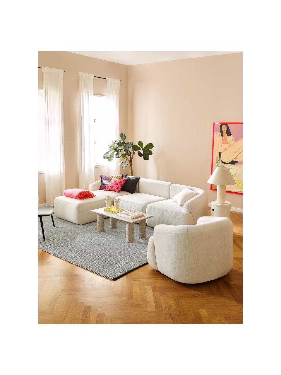 Tapis en laine tissé main Amaro, Noir, blanc crème, larg. 160 x long. 230 cm (taille M)