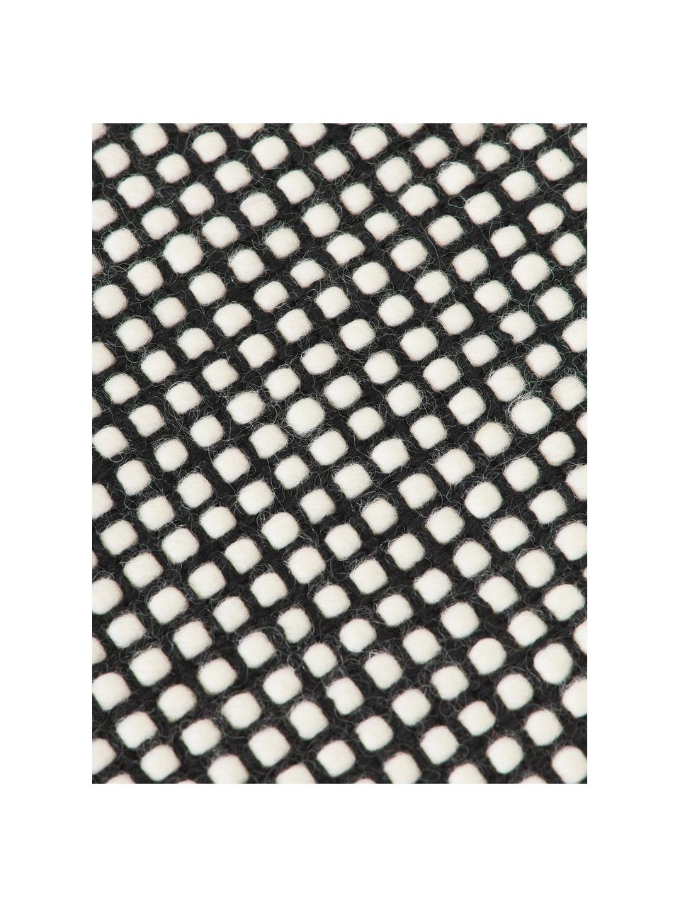 Tapis en laine tissé main Amaro, Noir, blanc crème, larg. 200 x long. 300 cm (taille L)