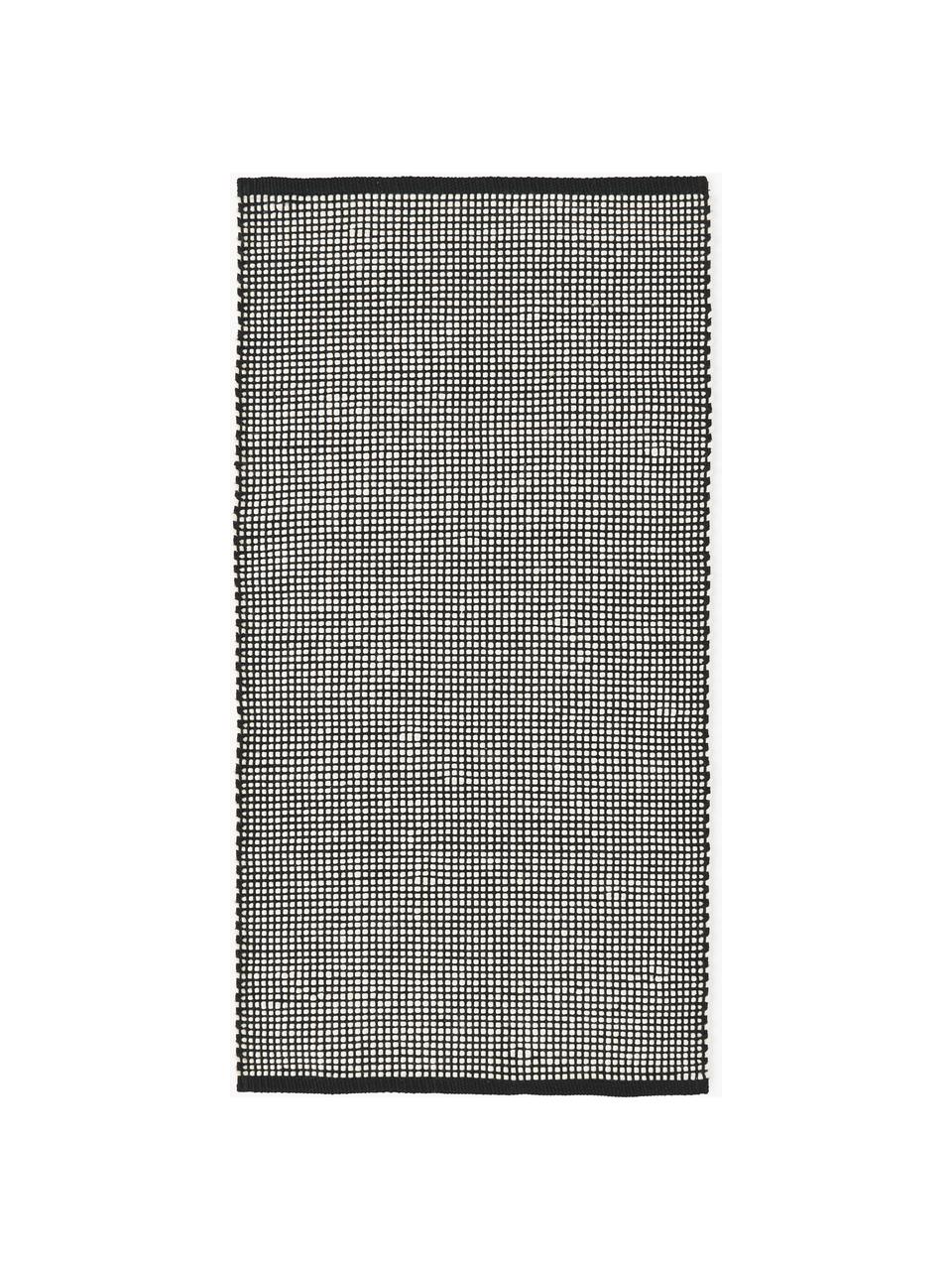 Handgewebter Wollteppich Amaro, Flor: 100 % Wolle, Schwarz, Cremeweiß, B 200 x L 300 cm (Größe L)