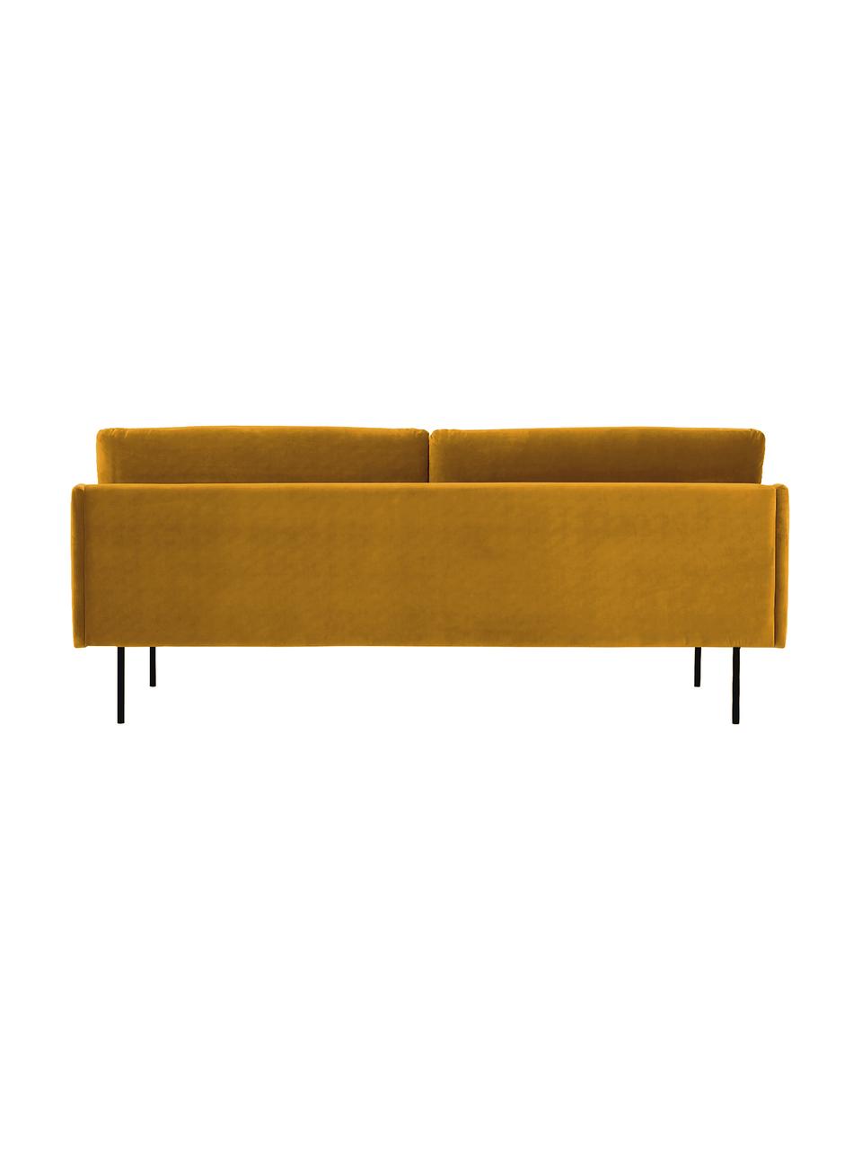 Fluwelen bank Moby (2-zits), Bekleding: fluweel (hoogwaardig poly, Frame: massief grenenhout, FSC-g, Poten: gepoedercoat metaal, Fluweel mosterdgeel, B 170 x D 95 cm