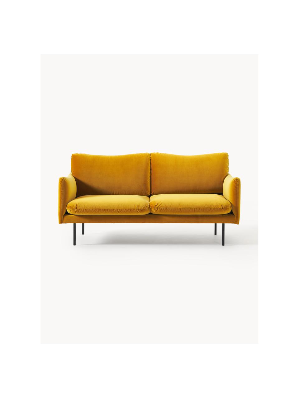 Samt-Sofa Moby (2-Sitzer), Bezug: Samt (Hochwertiger Polyes, Gestell: Massives Kiefernholz, Samt Senfgelb, B 170 x T 95 cm