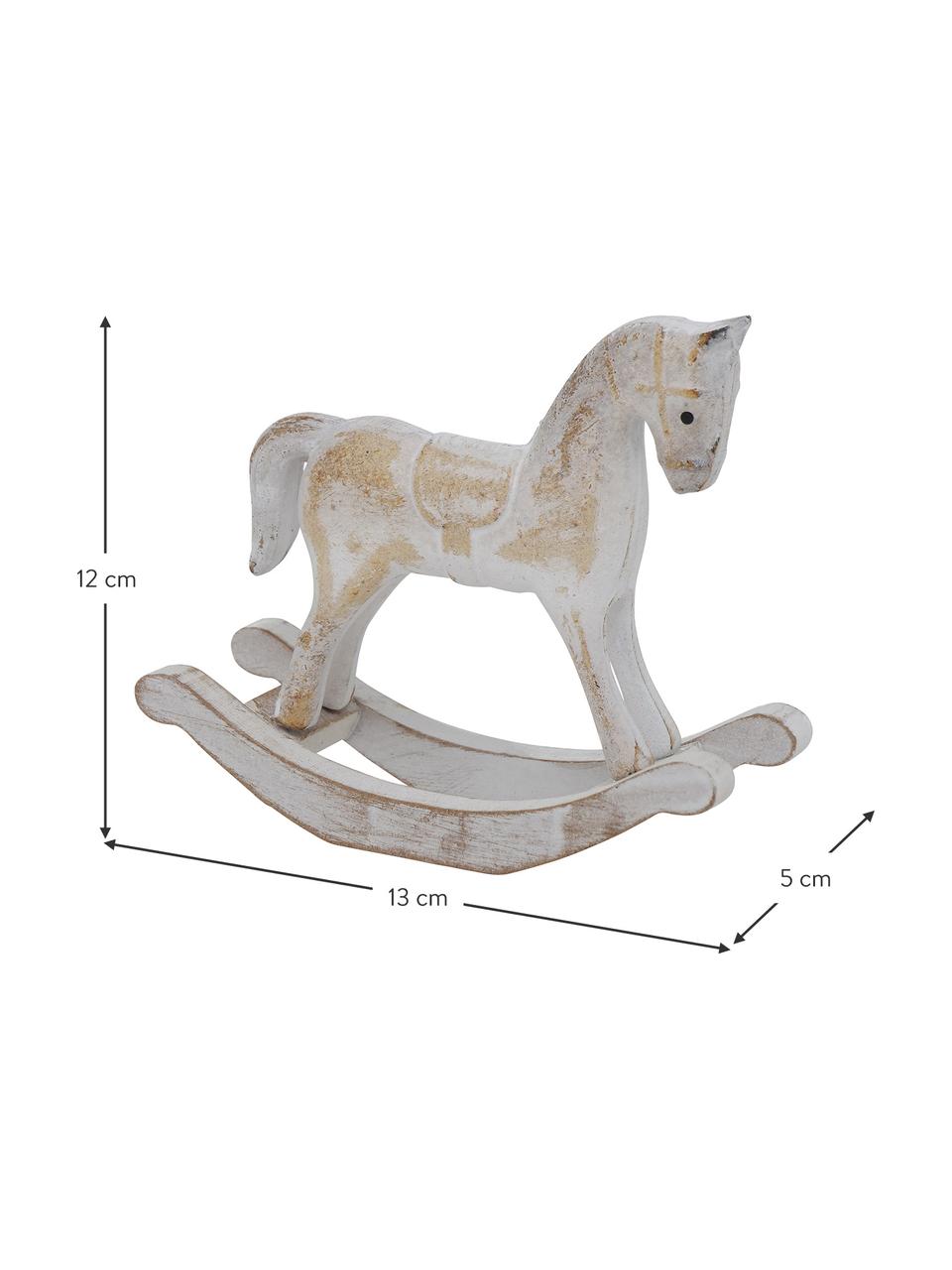 Cavallo a dondolo decorativo in legno Pavo, alt. 12 cm, Pannello di fibra a media densità rivestito, Bianco, Larg. 13 x Alt. 12 cm