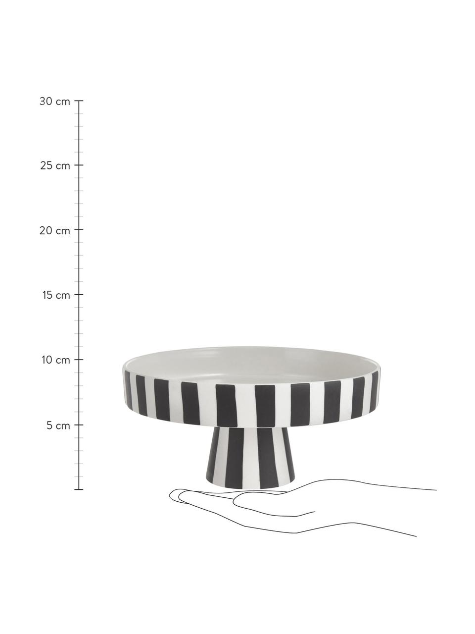 Keramik Servierplatte Toppu im Streifendesign, Keramik, Weiß, Schwarz, Ø 20 x H 9 cm