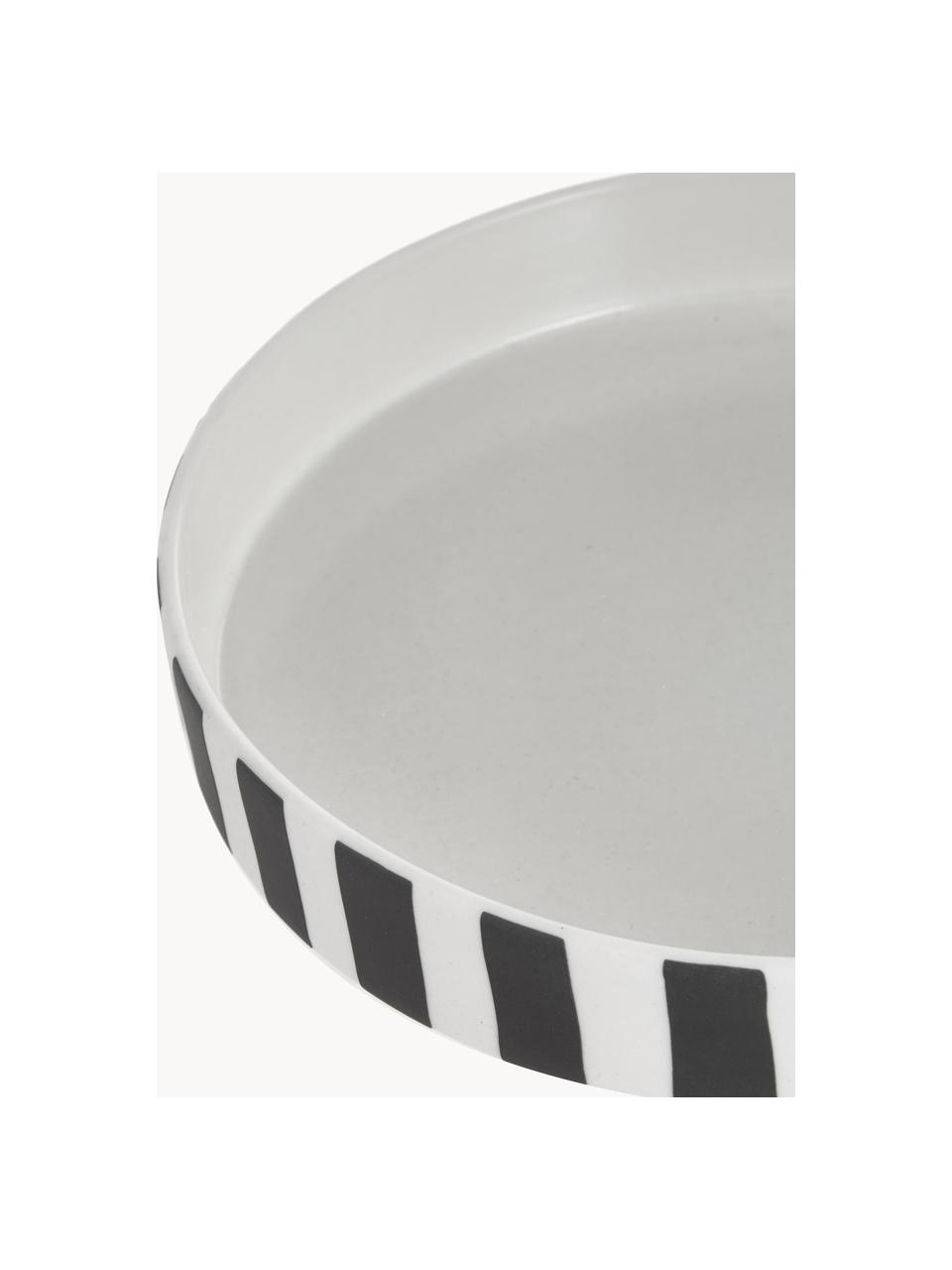 Alzatina in ceramica a righe Toppu, Ceramica, Nero, bianco, Ø 20 x Alt. 9 cm