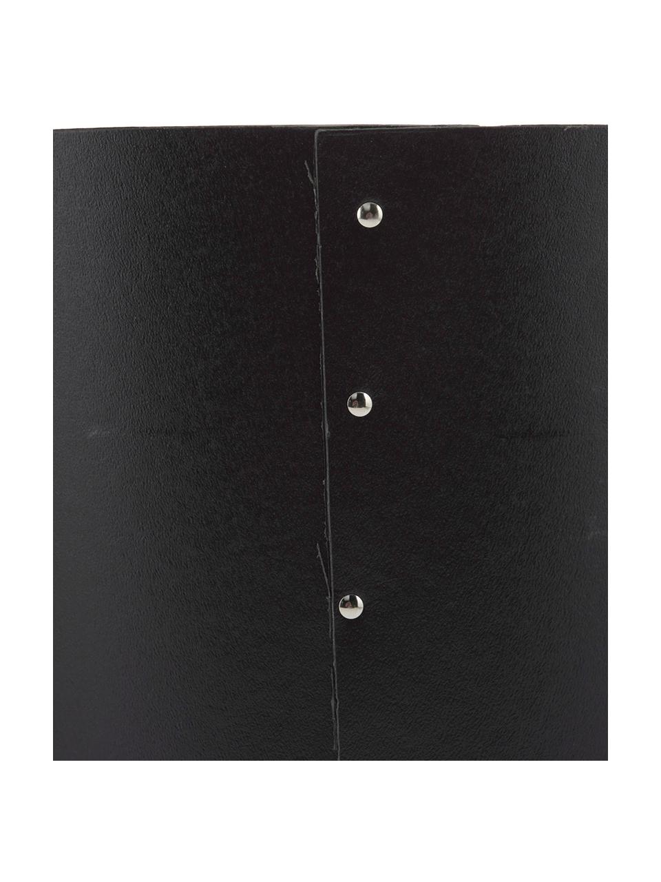 Cestino per carta in cartone nero Aries, Cartone solido e laminato, Nero, argentato, Ø 27 x Alt. 35 cm