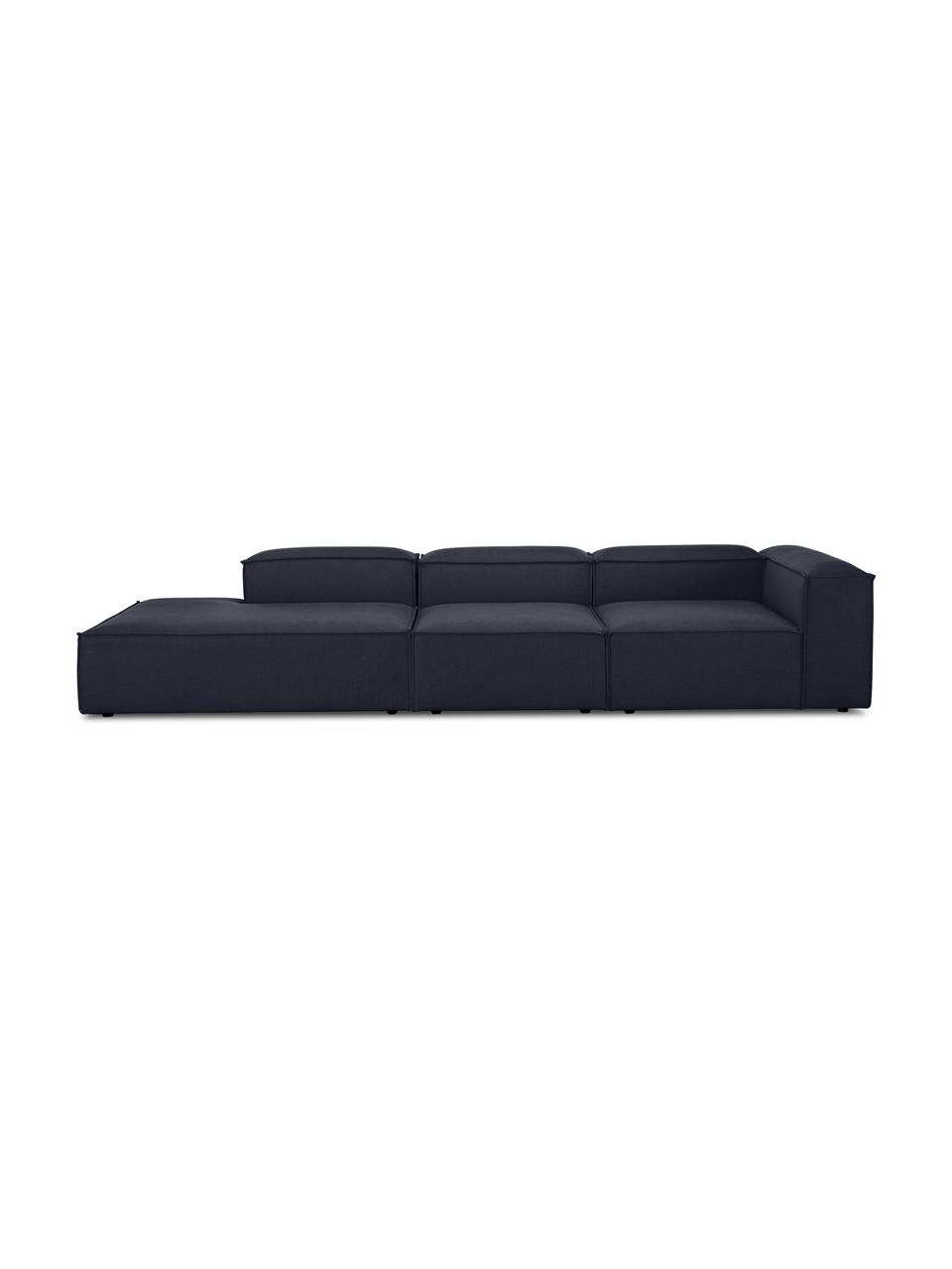 Modulární šezlong XL Lennon, Tmavě modrá, Š 357 cm, H 119 cm, opěradlo na pravé straně