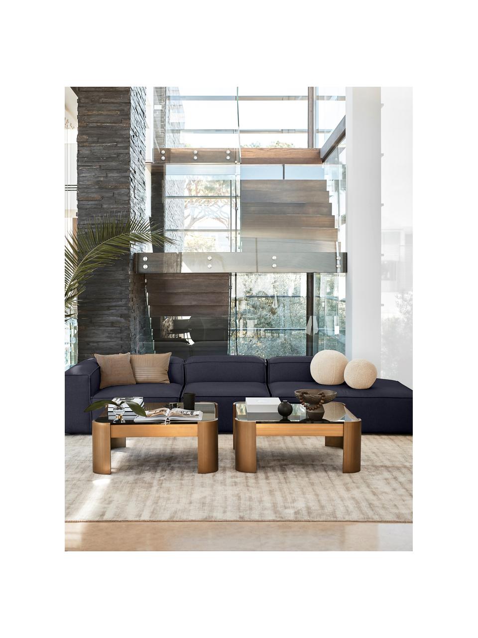 Diván modular grande Lennon, Tapizado: 100% poliéster Alta resis, Estructura: madera contrachapada de p, Patas: plástico Este producto es, Tejido azul oscuro, An 357 x F 119 cm, reposabrazos izquierdo