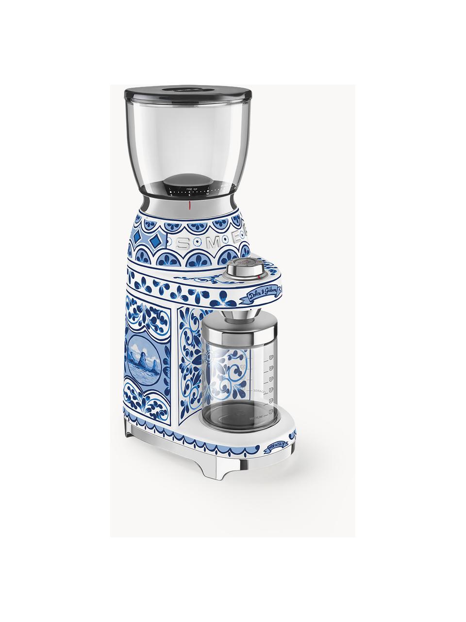 Elektrische Kaffeemühle Dolce & Gabbana - Blu Mediterraneo, Gehäuse: Edelstahl, lackiert, Deckel: Kunststoff, BPA-frei, Blau, Weiß, B 15 x H 39 cm