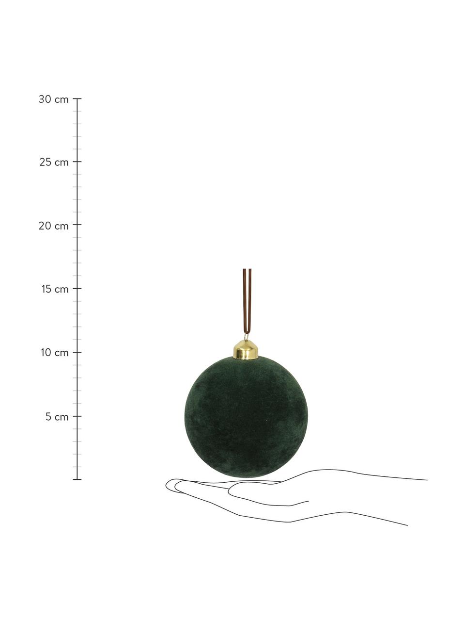 Pallina di Natale in velluto Elvien 4 pz, Verde scuro, Ø 10 cm