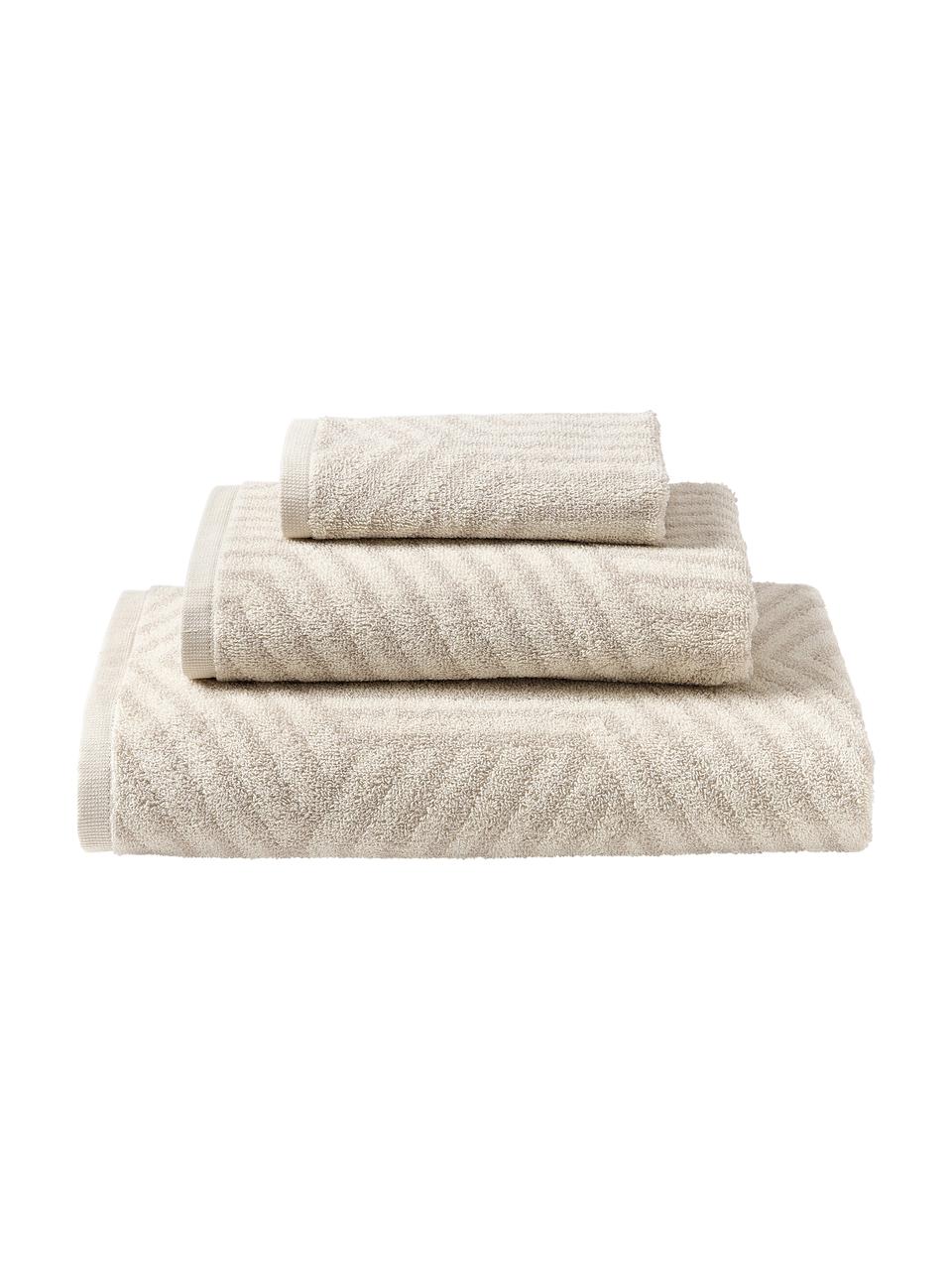Set 3 asciugamani Fatu, 100% cotone
Qualità media, 470 g/m²

Il materiale utilizzato in questo prodotto è testato per le sostanze nocive e certificato secondo lo STANDARD 100 by OEKO-TEX®, 3883CIT, CITEVE., Tonalità beige, Set in varie misure