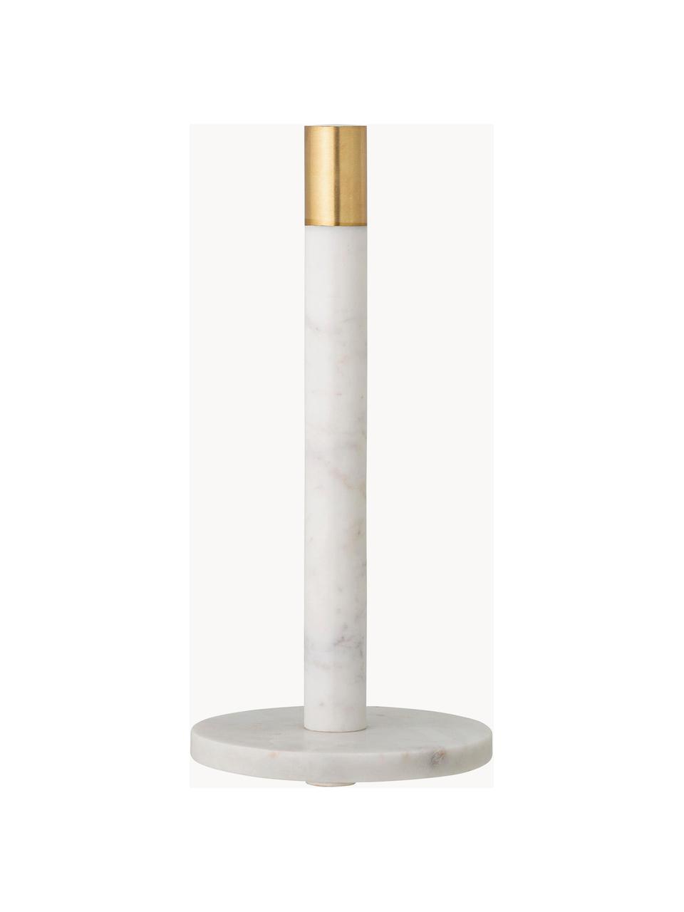 Porte essuie en marbre Emira, Blanc, marbré, doré, Ø 15 cm