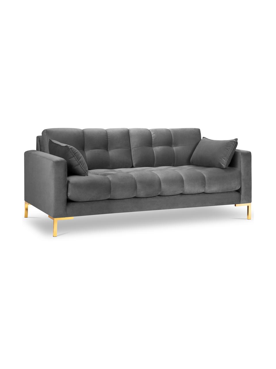 Sofa z aksamitu Mamaia (2-osobowa), Tapicerka: 100% aksamit poliestrowy , Nogi: metal powlekany, Jasnoszary aksamit, S 152 x G 92 cm