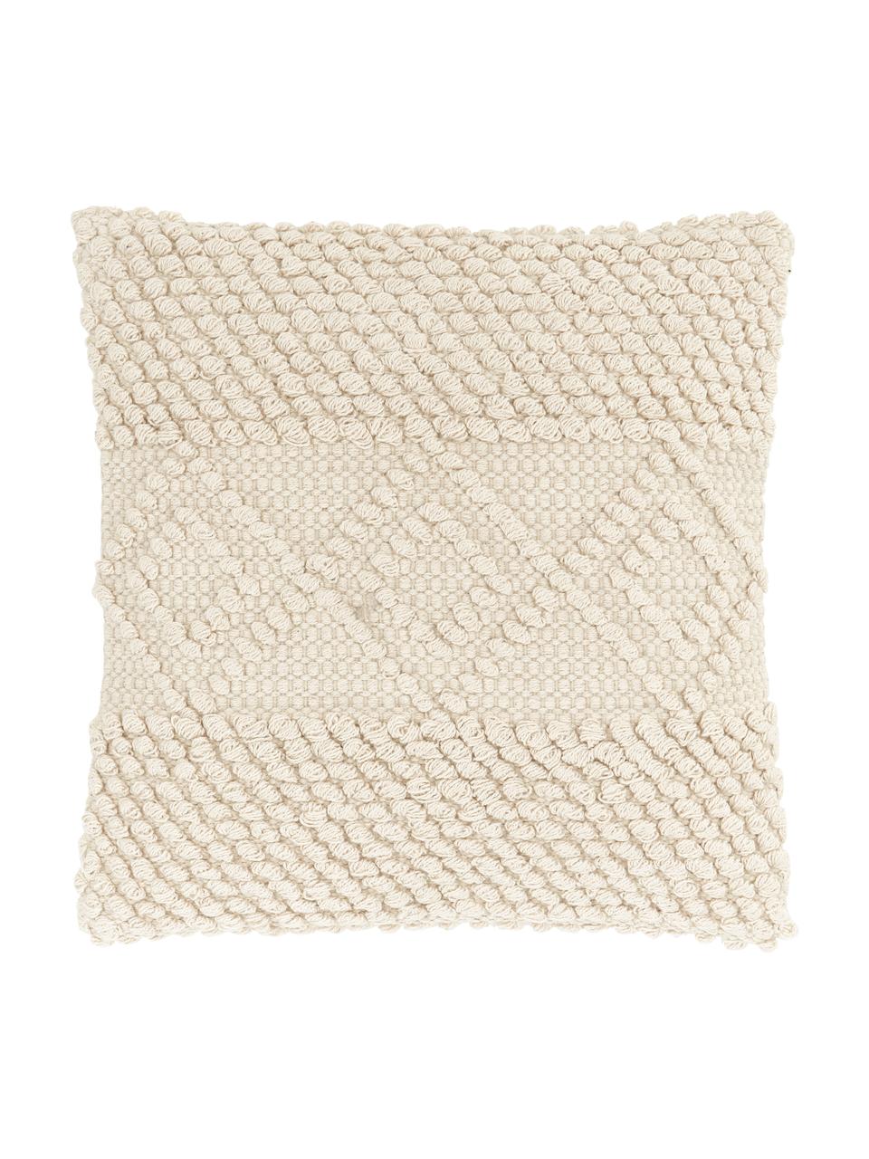 Kissenhülle Paulina aus Wolle mit dekorativer Verzierung, Beige, B 40 x L 40 cm