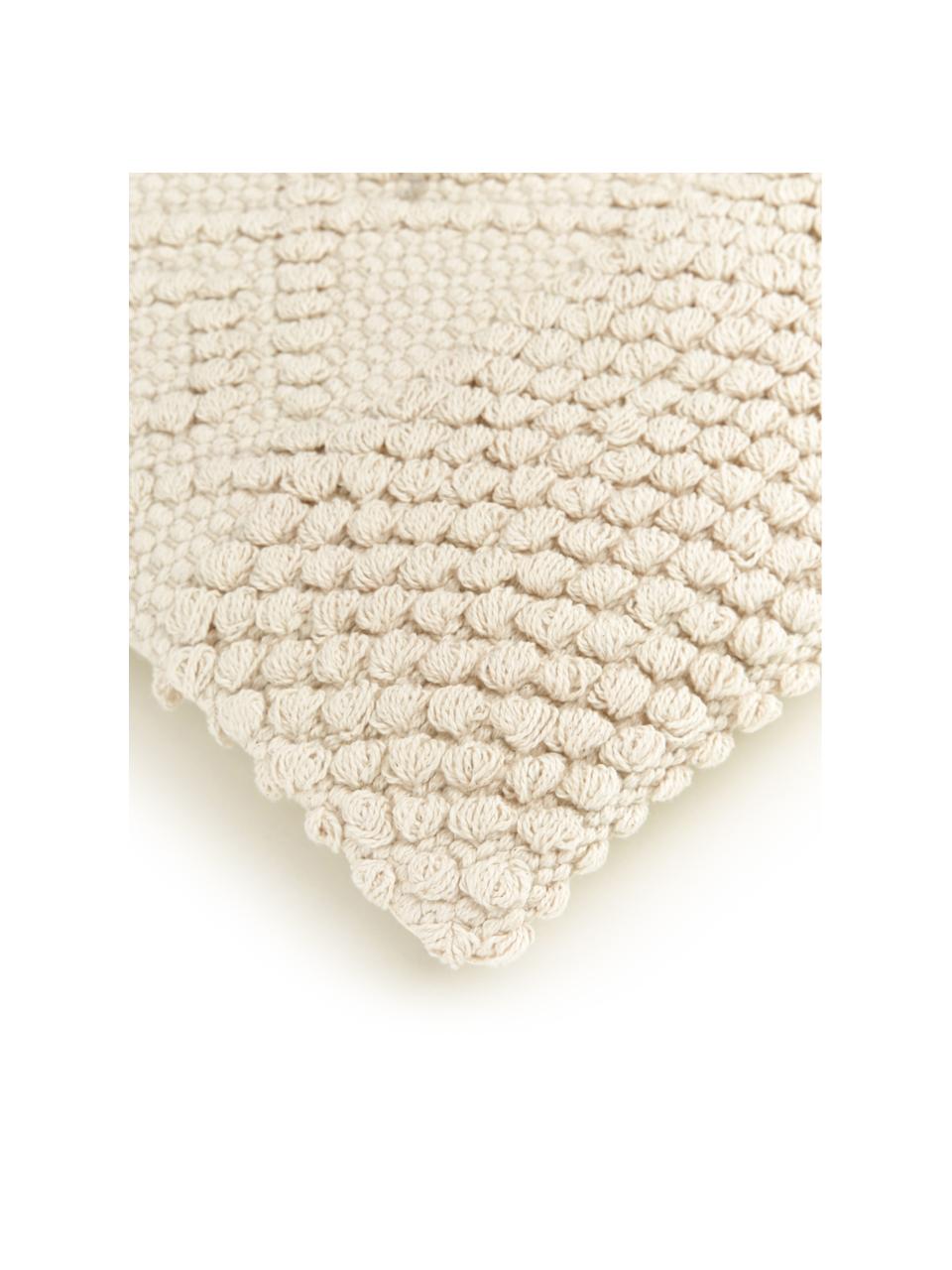 Housse de coussin 45x45 ethnique en laine Paulina, Beige, larg. 40 x long. 40 cm